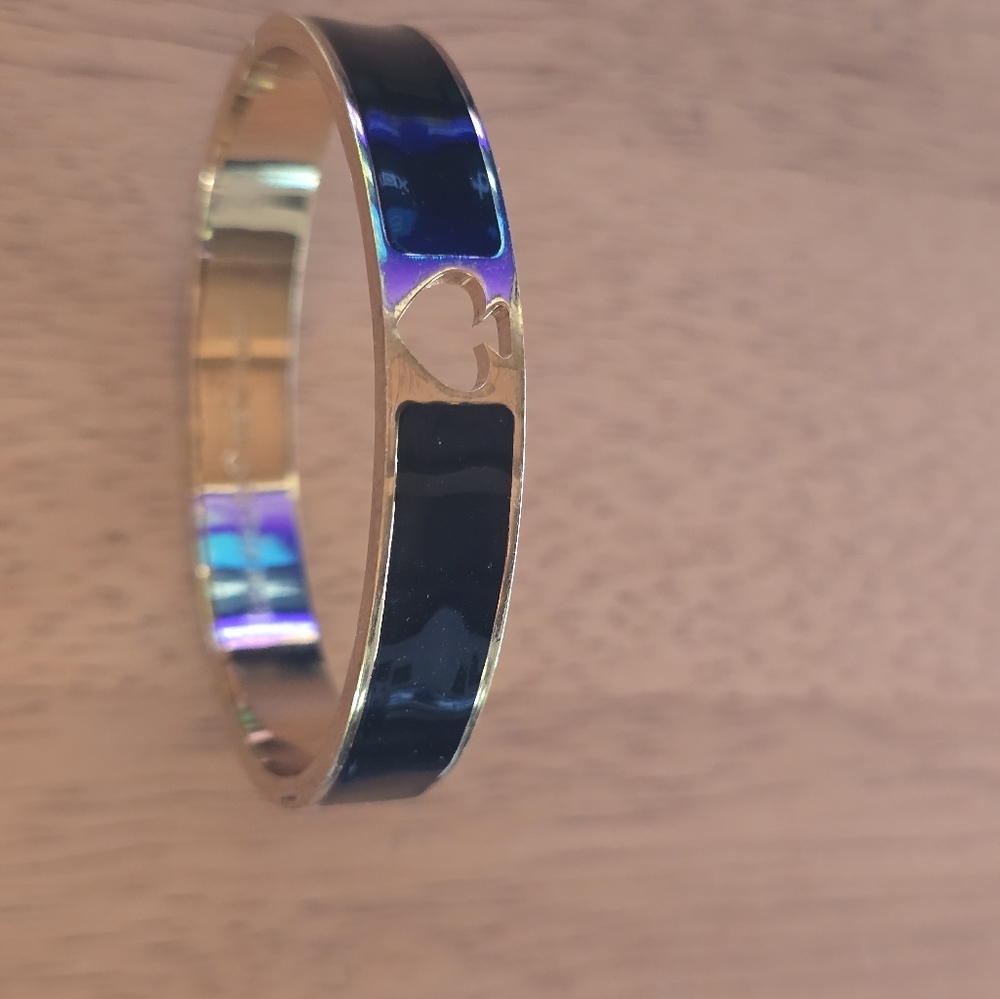 Kate Spade White Enamel, Blue And Gold Bangle Bracelets - Picture 7 of 10
